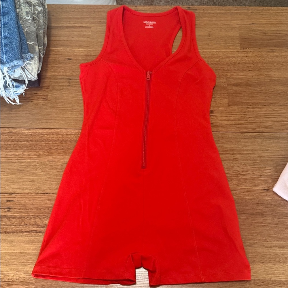 Wild Fable Vibrant Red Zip-Up Romper